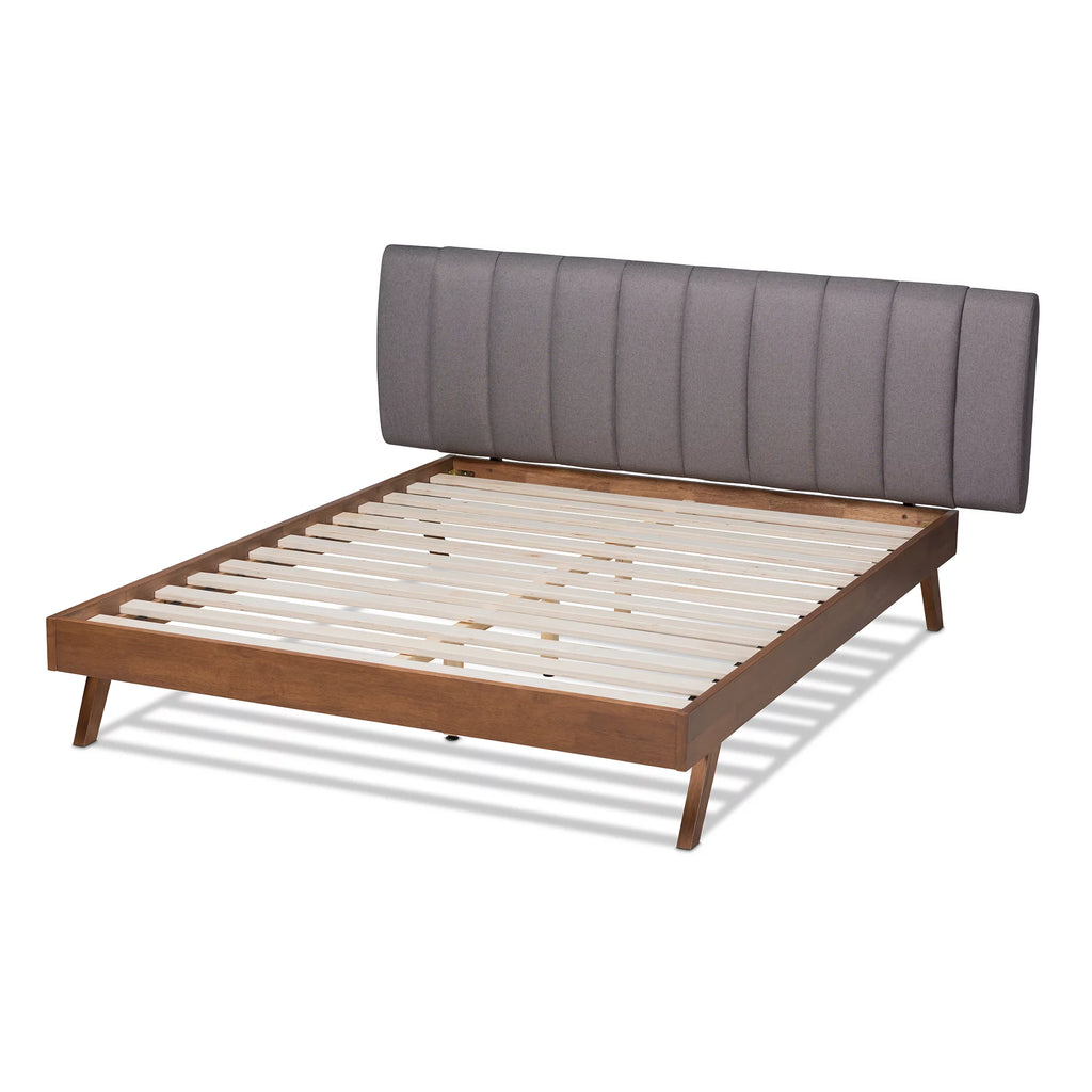 Grey Fabric Upholstered Queen Size Bed G1351