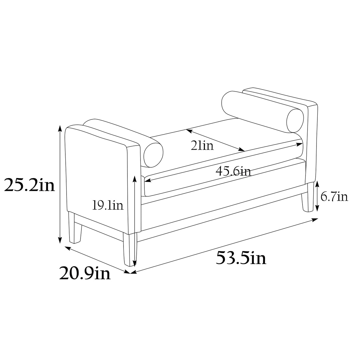 Ivory Upholstered Bench with Wood Legs O712973