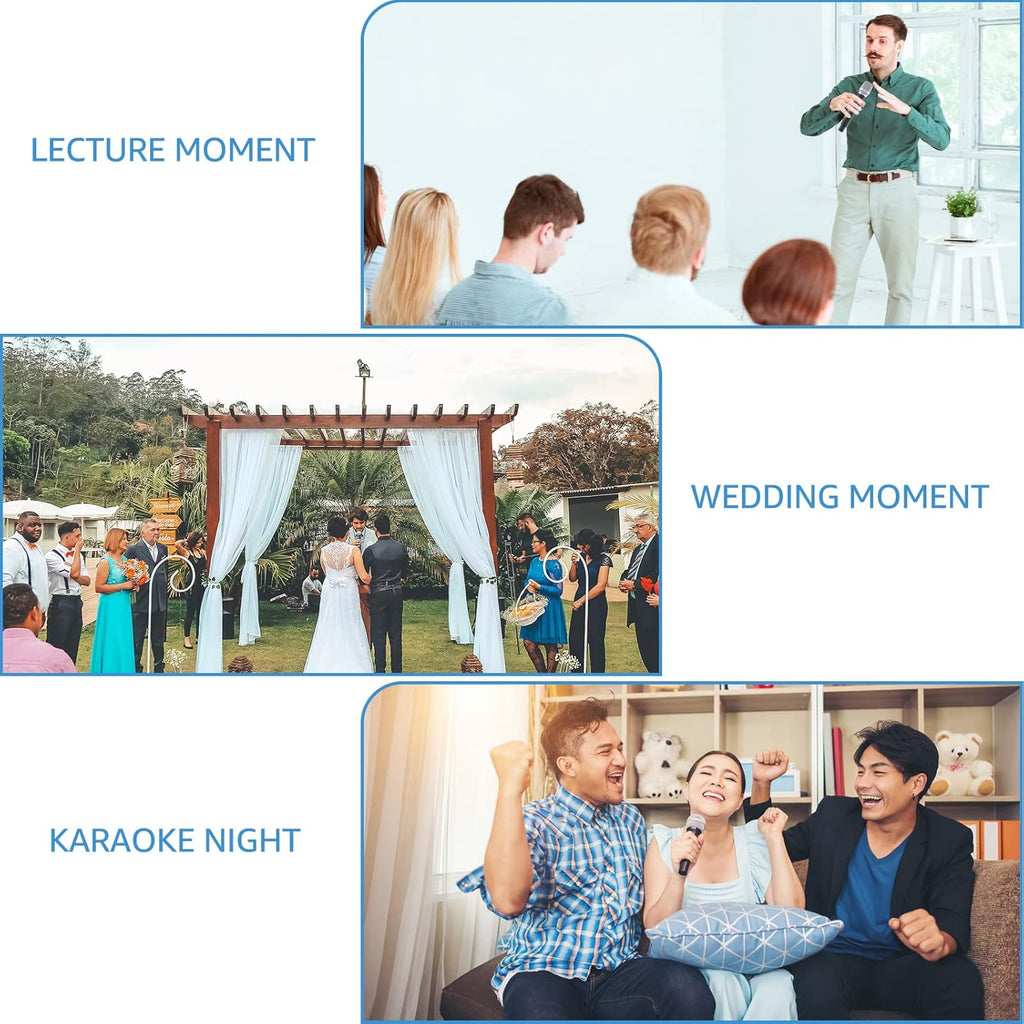 Portable Wireless UHF Karaoke Microphone with 2 Handheld Mics, 280ft Range, Pack of 2 C3856
