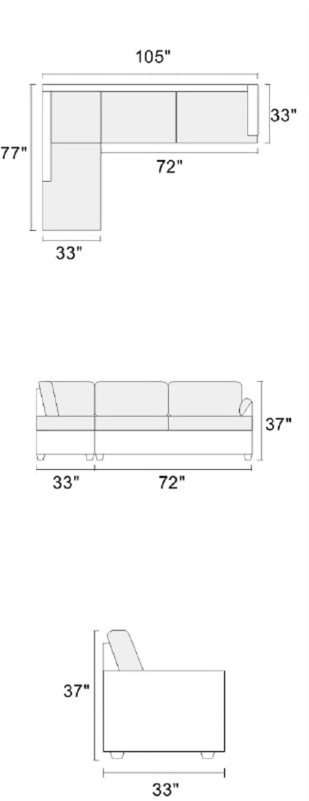 Black Sectional Sofa with Storage Ottoman E294