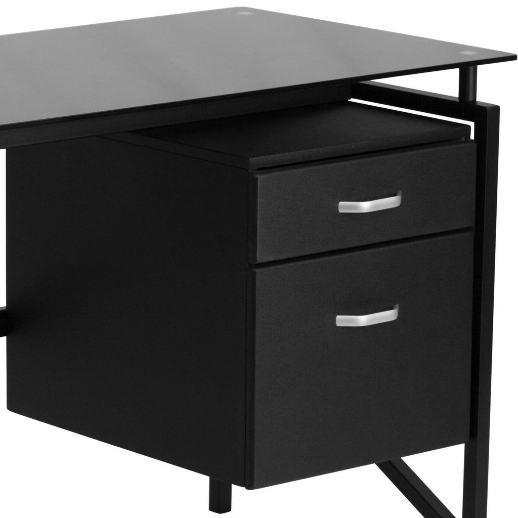 Glass Desk with Two Drawer Pedestal D297