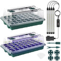 2 Pack 80 Cells Seed Starter Tray with Grow Light and Humidity Dome G32540