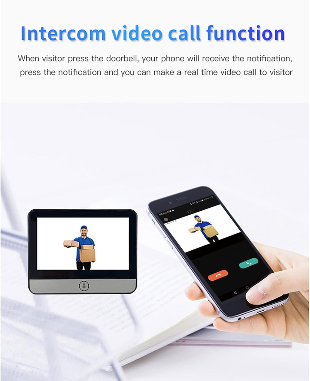 Digital Peephole Door Viewer WiFi Doorbell Camera 1080P Video Intercom 4.3 inch Monitor P8363