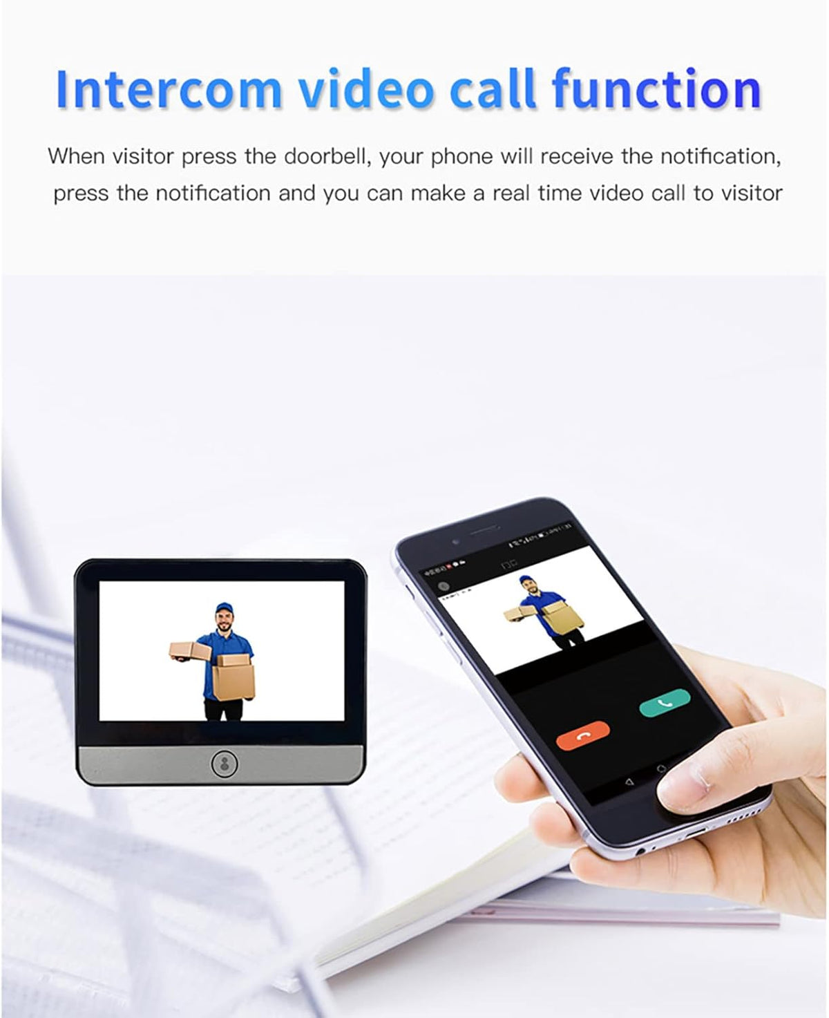 Digital Peephole Door Viewer WiFi Doorbell Camera 1080P Video Intercom 4.3 inch Monitor P8363