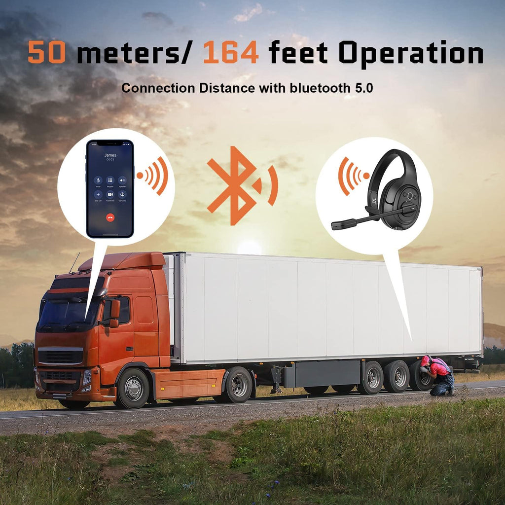 Noise Canceling Trucker Bluetooth Headset with Microphone Pack of 2 C26725