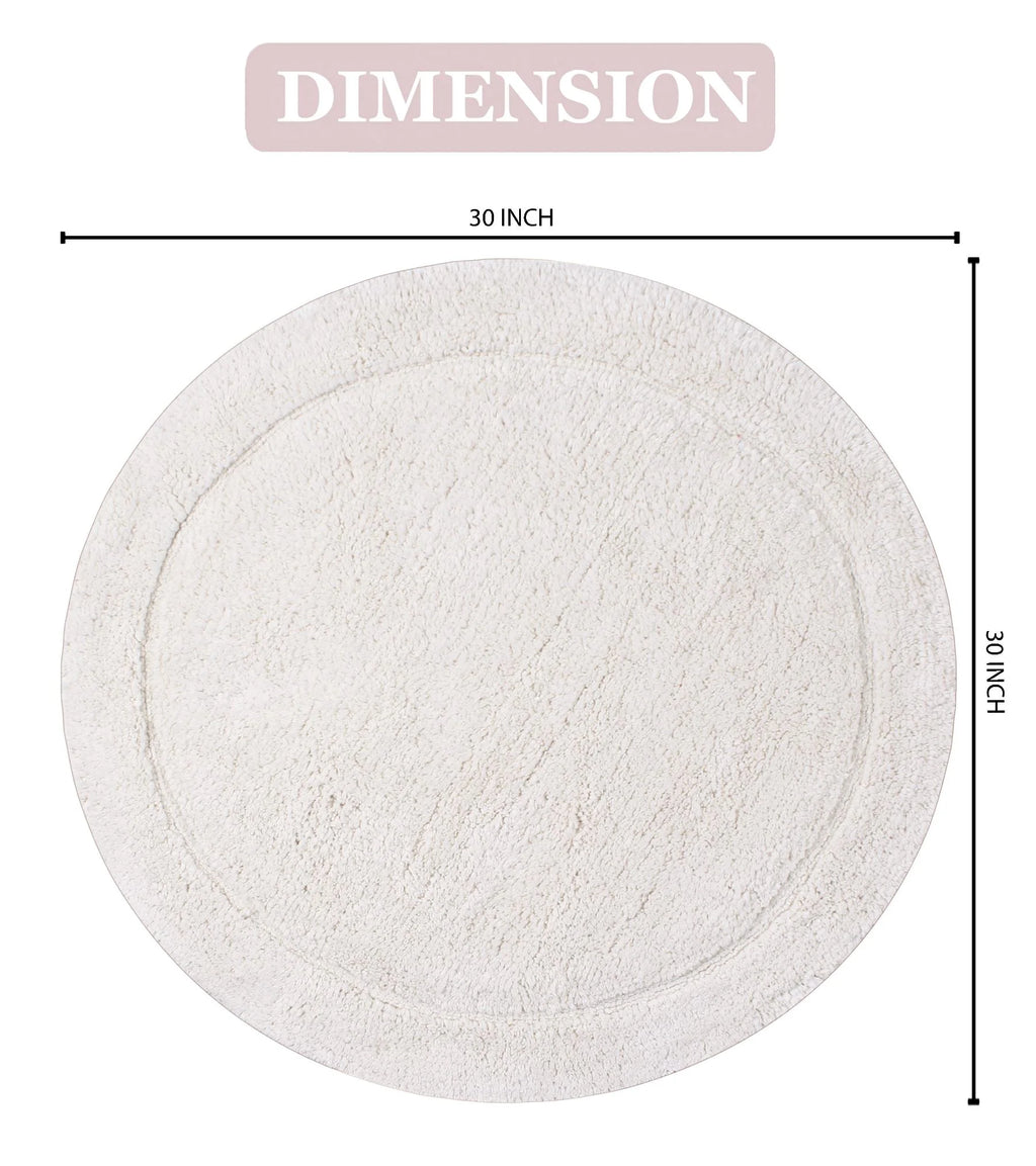 100% Cotton Tufted Bath Rug, 30" Round, Ivory C107