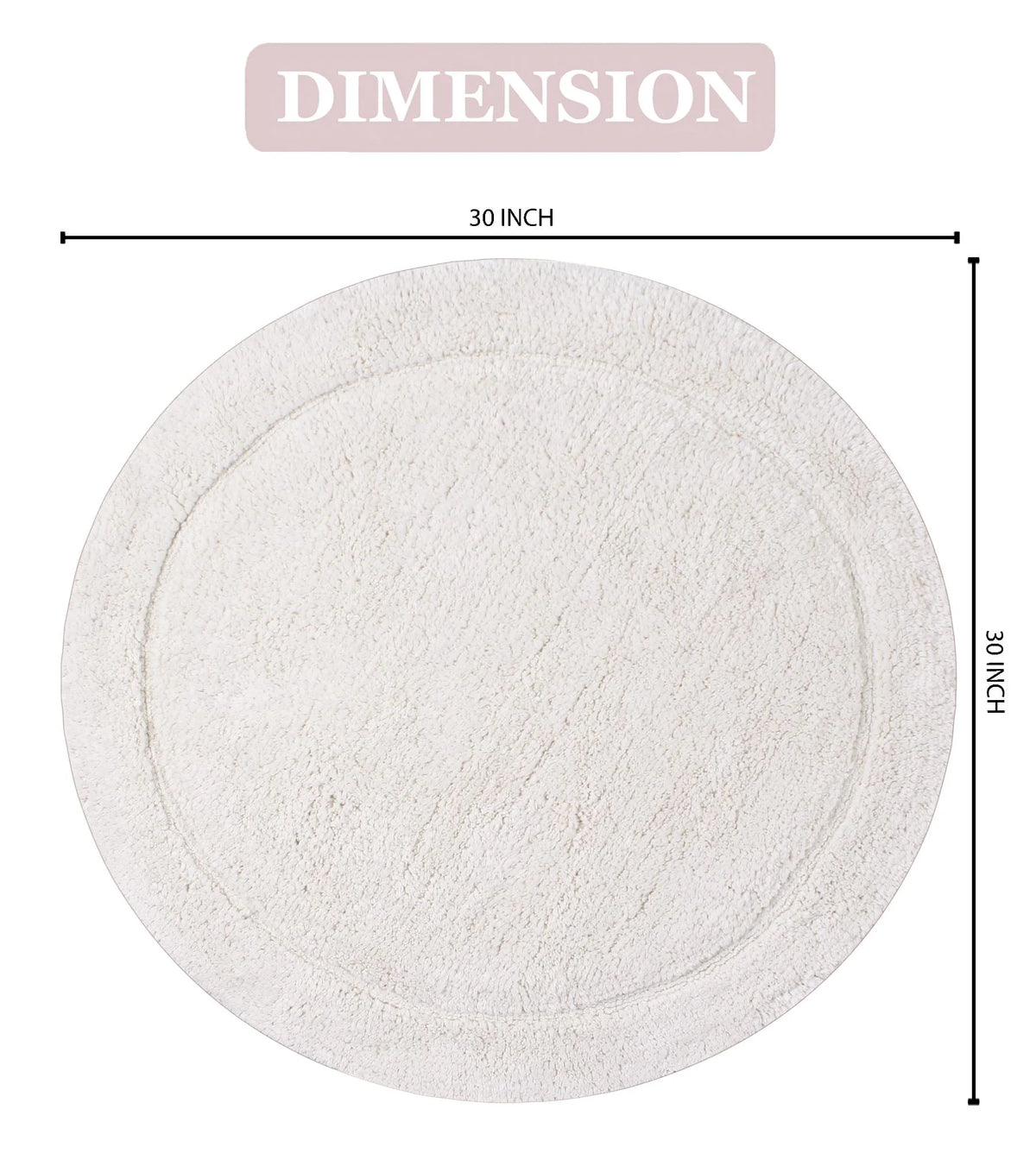 100% Cotton Tufted Bath Rug, 30" Round, Ivory C107