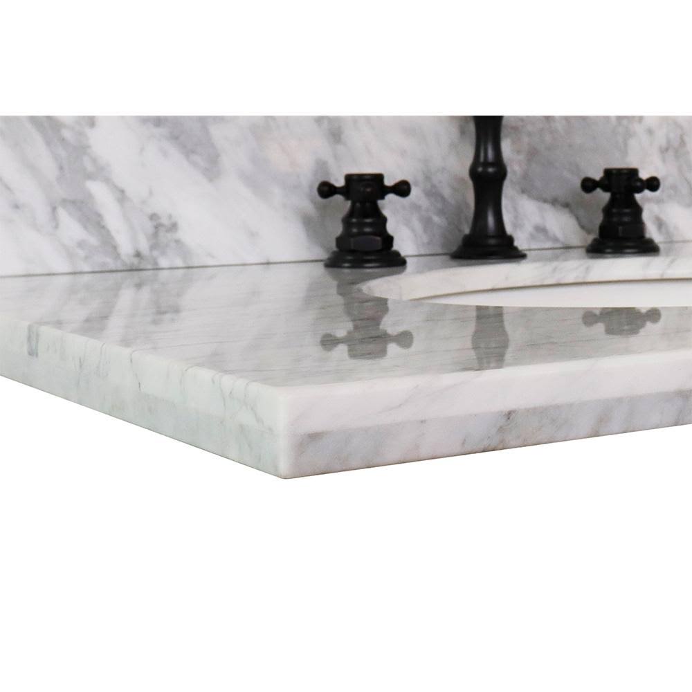 White Carrara Marble Top with Oval Sink P59350