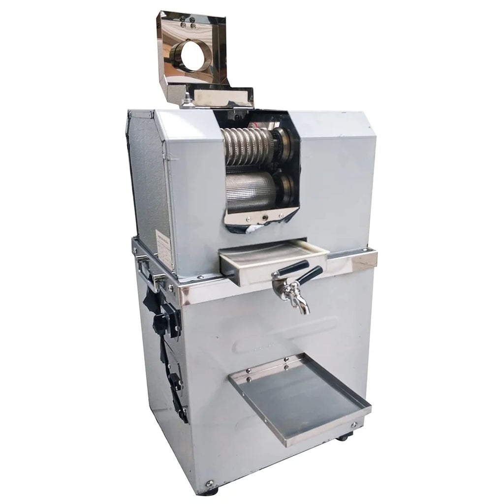 Vertical Electric Sugarcane Juicer Juice Press Machine 4 Rollers Stainless Steel Silver U9297