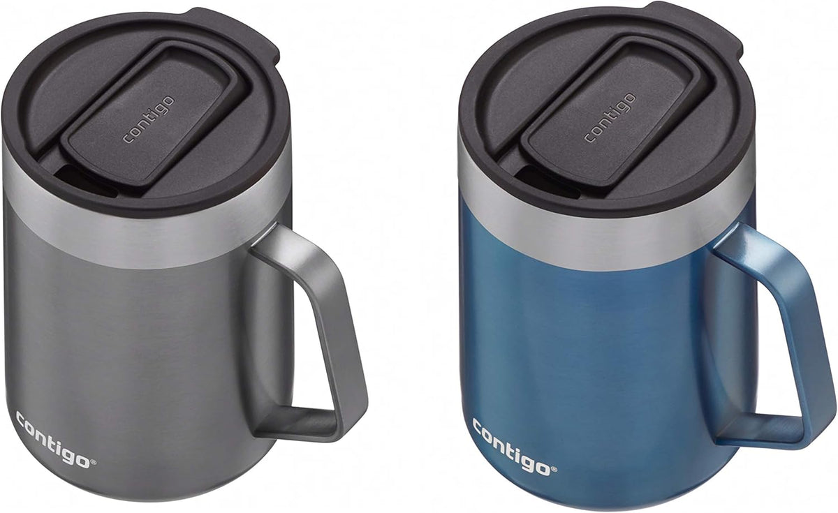 Stainless Steel Travel Mugs with Splash-Proof Lids J414364