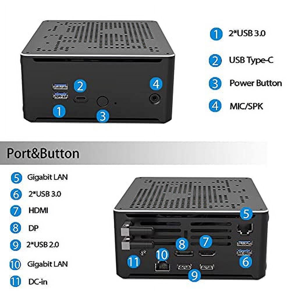 Mini PC Core i9 9880H UHD Graphics 630 Windows 10 Pro DDR4 32GB RAM 512GB NVME SSD 2 Gigabit Ethernet Y32035