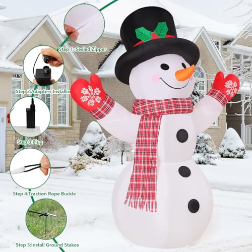 8 FT Inflatable Snowman with Built-in LEDs R6010