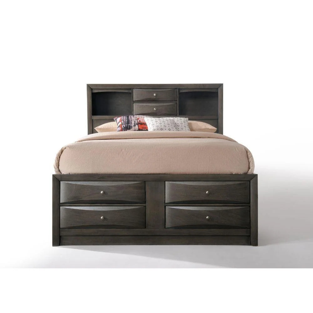 Gray Oak Wood Full 6PCS Bedroom Set with Storage G675811
