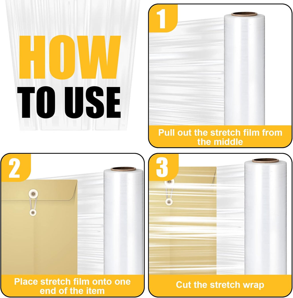 16.5 Inch x 2000 ft 65 Gauges Clear Cling Film PE Shrink Wrap N5407