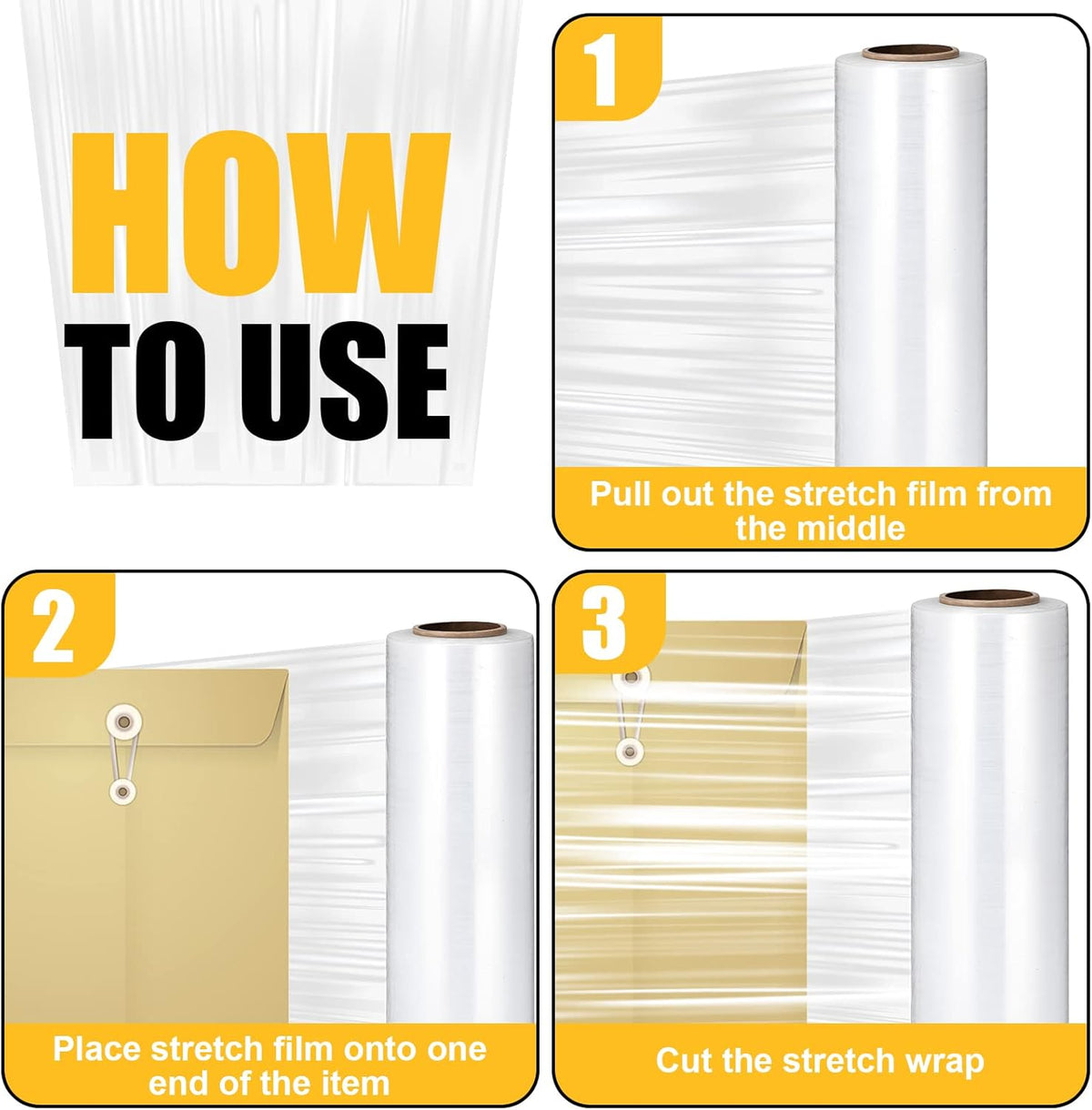 16.5 Inch x 2000 ft 65 Gauges Clear Cling Film PE Shrink Wrap N5407