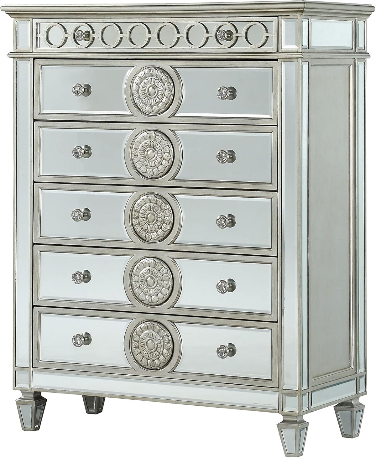 5 Drawer Mirrored Dresser with Pull-Out Tray S68956