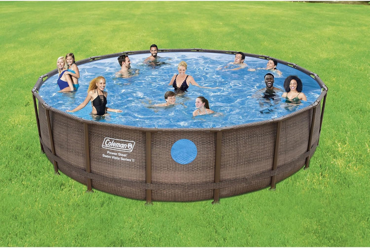 Brown 18' x 48" Above Ground Swimming Pool Set with Filter Pump and Ladder J822687