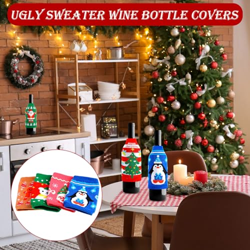 18 Pcs Christmas Knit Bottle Covers Thermocoolers for Cans Soda Beverages R10336