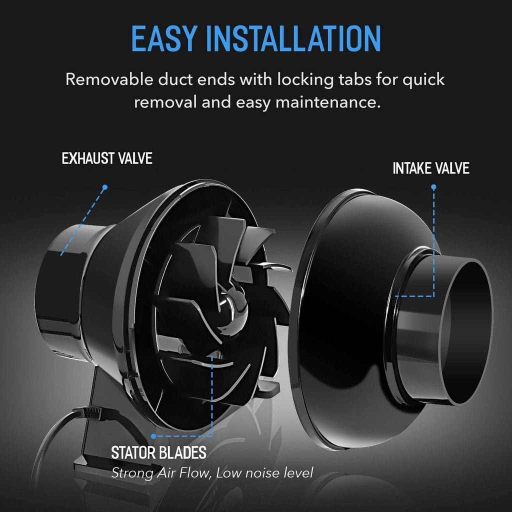 4 Inch 195 CFM Inline Fan Carbon Filter 8 Feet Ducting Combo with Variable Speed Controller N521