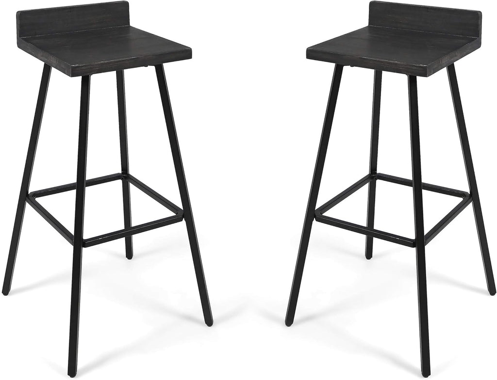 Dark Brown Acacia Wood Bar Stools Set of 2 W4130