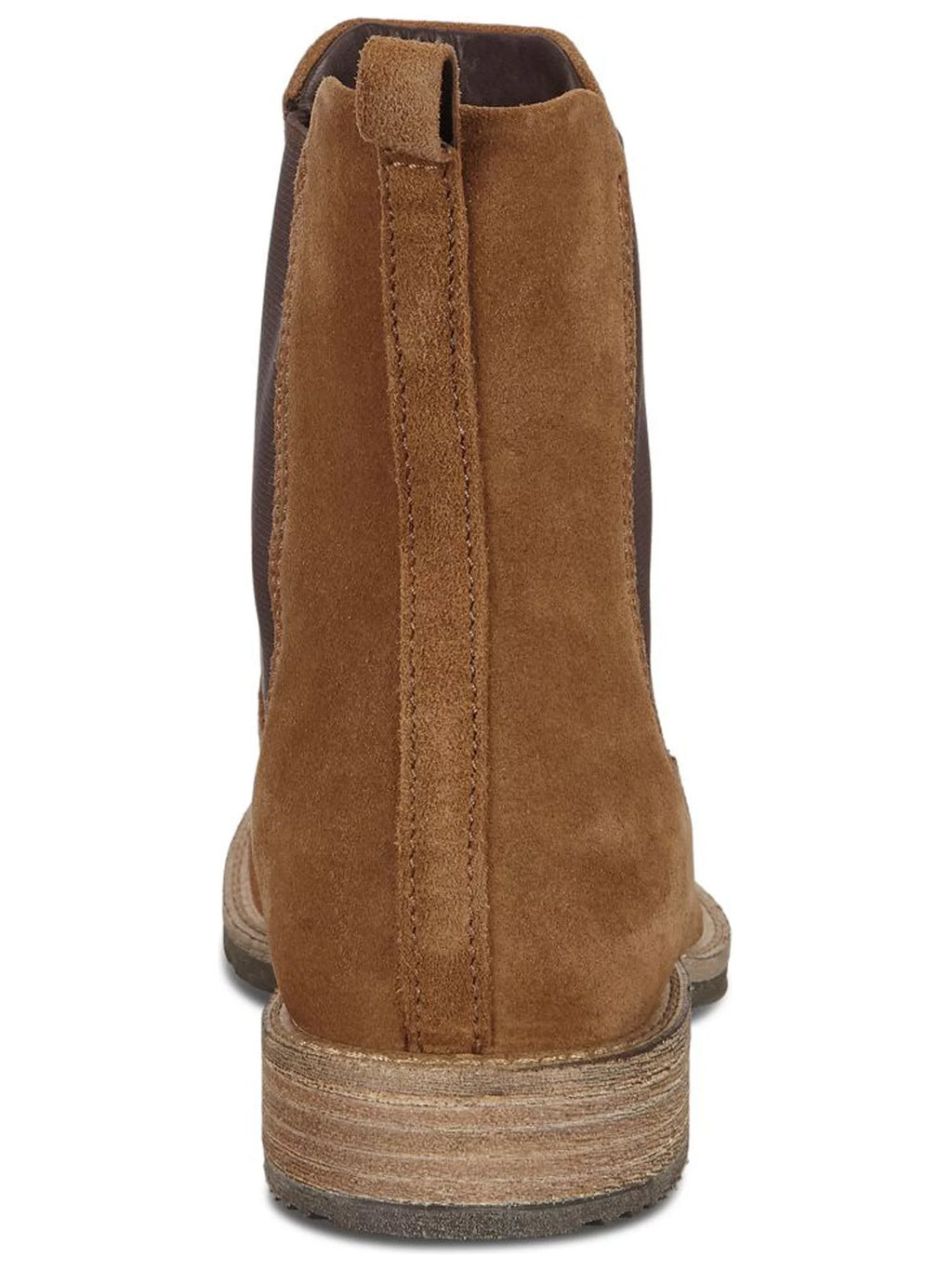Camel Brown Elastic Side Panels Pull-Tab Back Padded Round Toe Block Heel Chelsea B395261