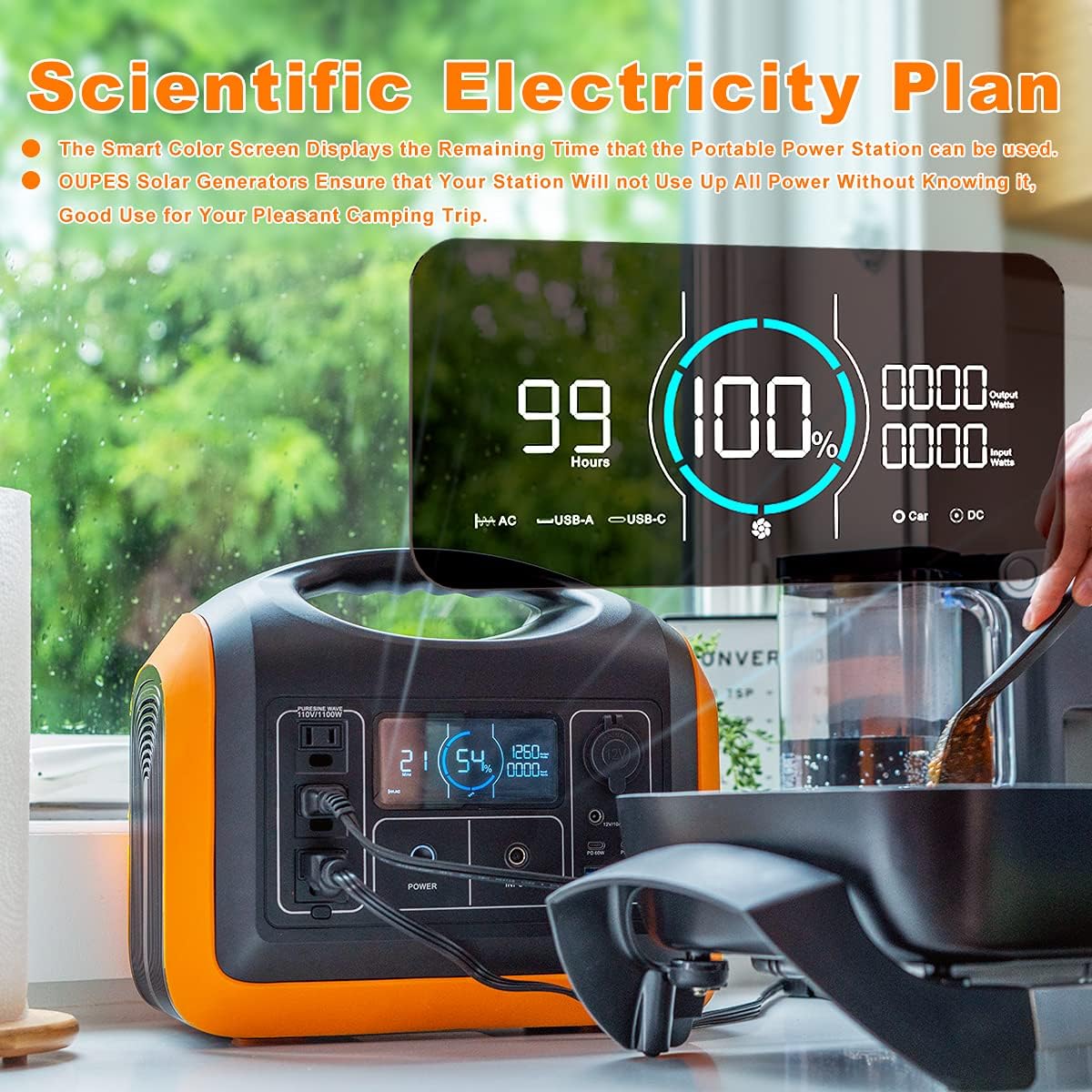 1200W Portable Power Station with 200W Solar Panel, 992Wh Battery, 3 AC Outlets L482713