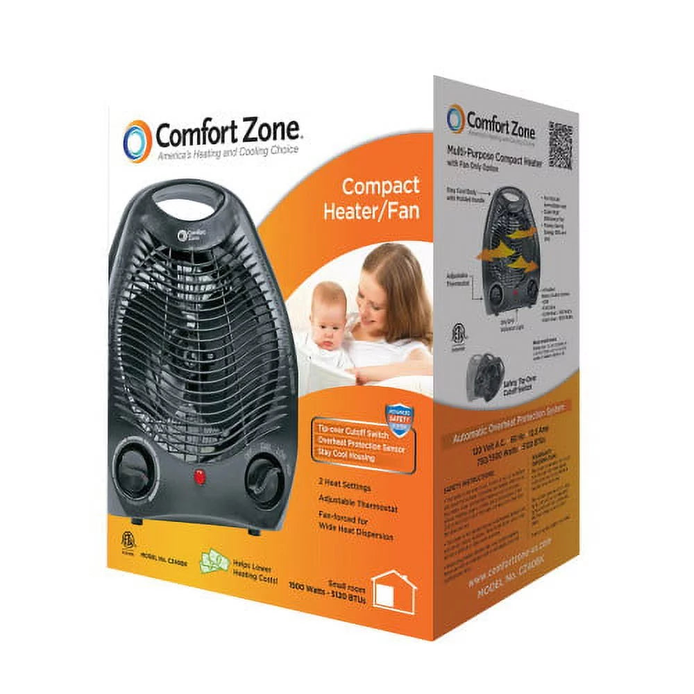 Black Fan-Forced Electric Portable Space Heater E536379