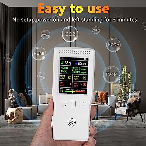 9-in-1 Portable Air Quality Monitor with Large Display and Voice Alert E504746