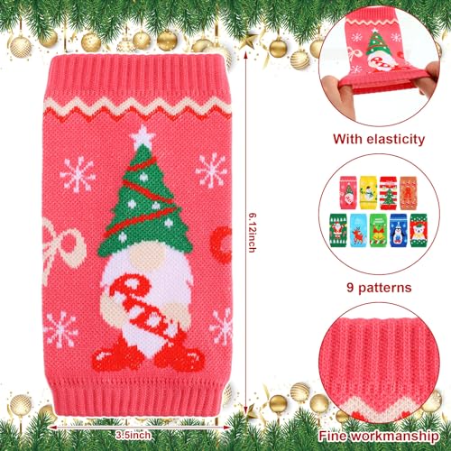 18 Pcs Christmas Knit Bottle Covers Thermocoolers for Cans Soda Beverages R10336