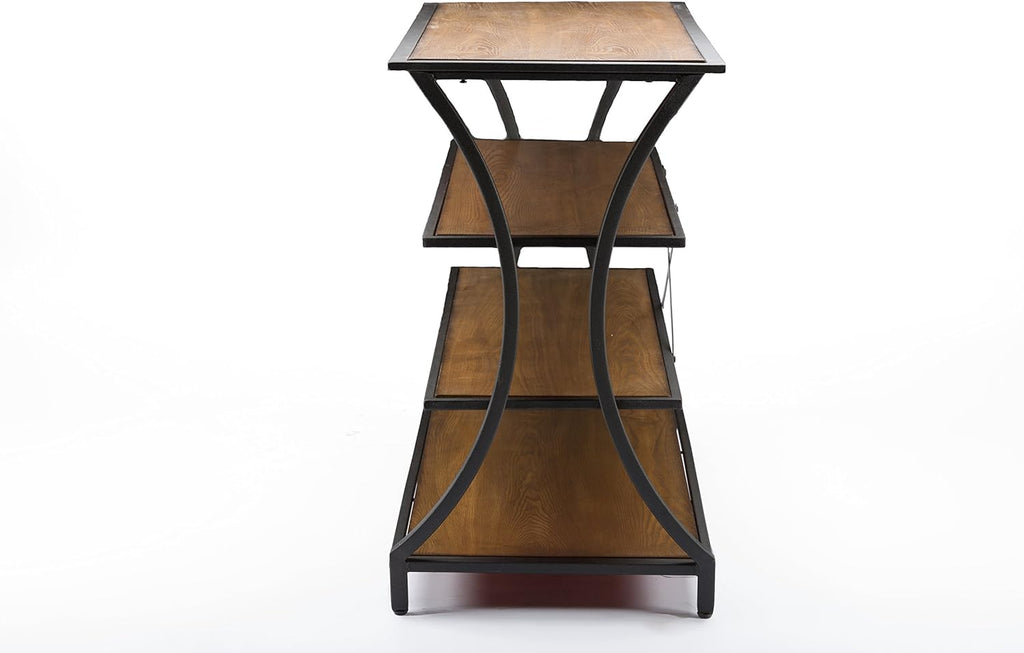 Brown Wood and Metal Console Table Q132