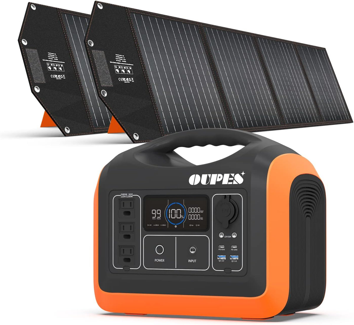 1200W Portable Power Station with 200W Solar Panel, 992Wh Battery, 3 AC Outlets L482713