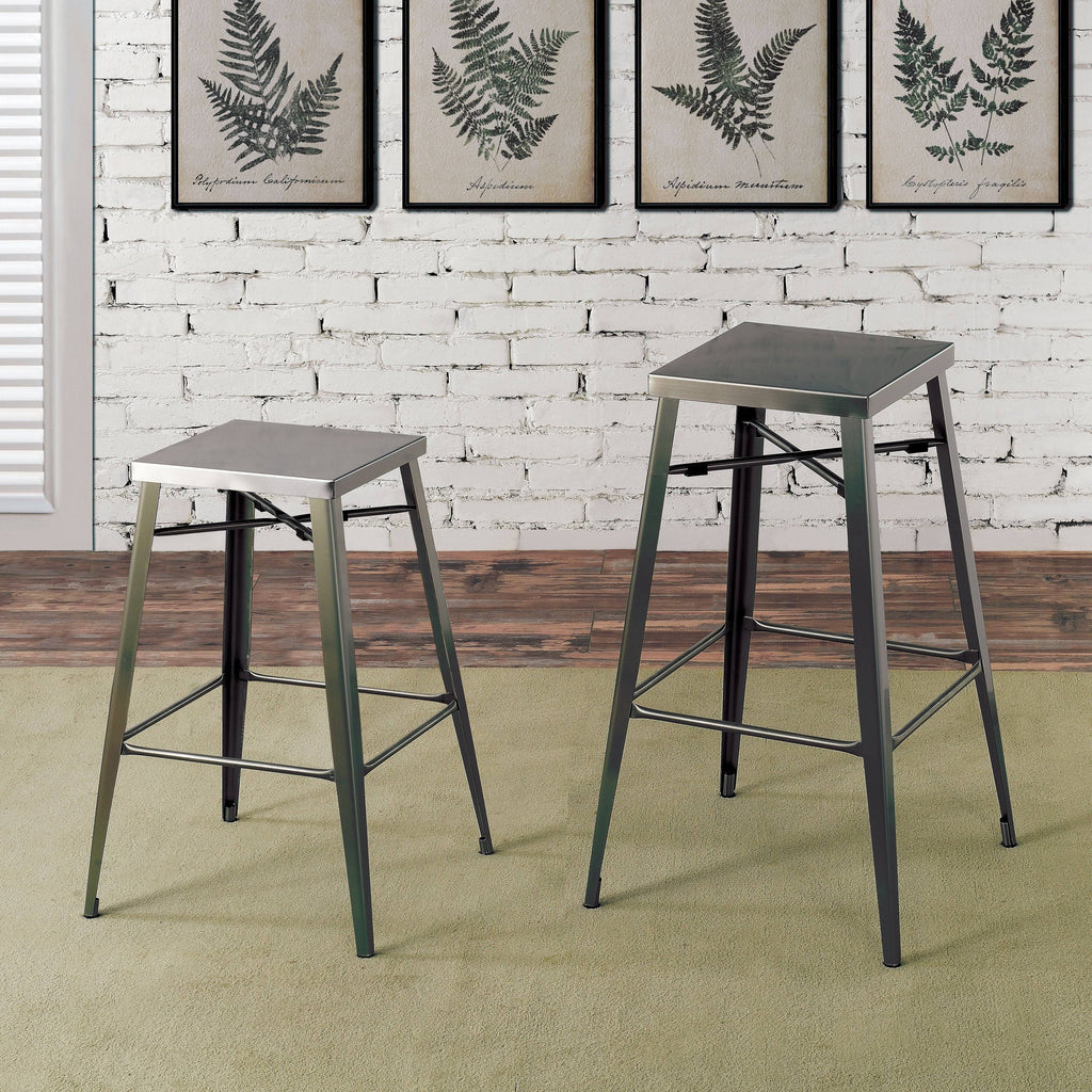 Grey Metal Barstools Set of 2 P596