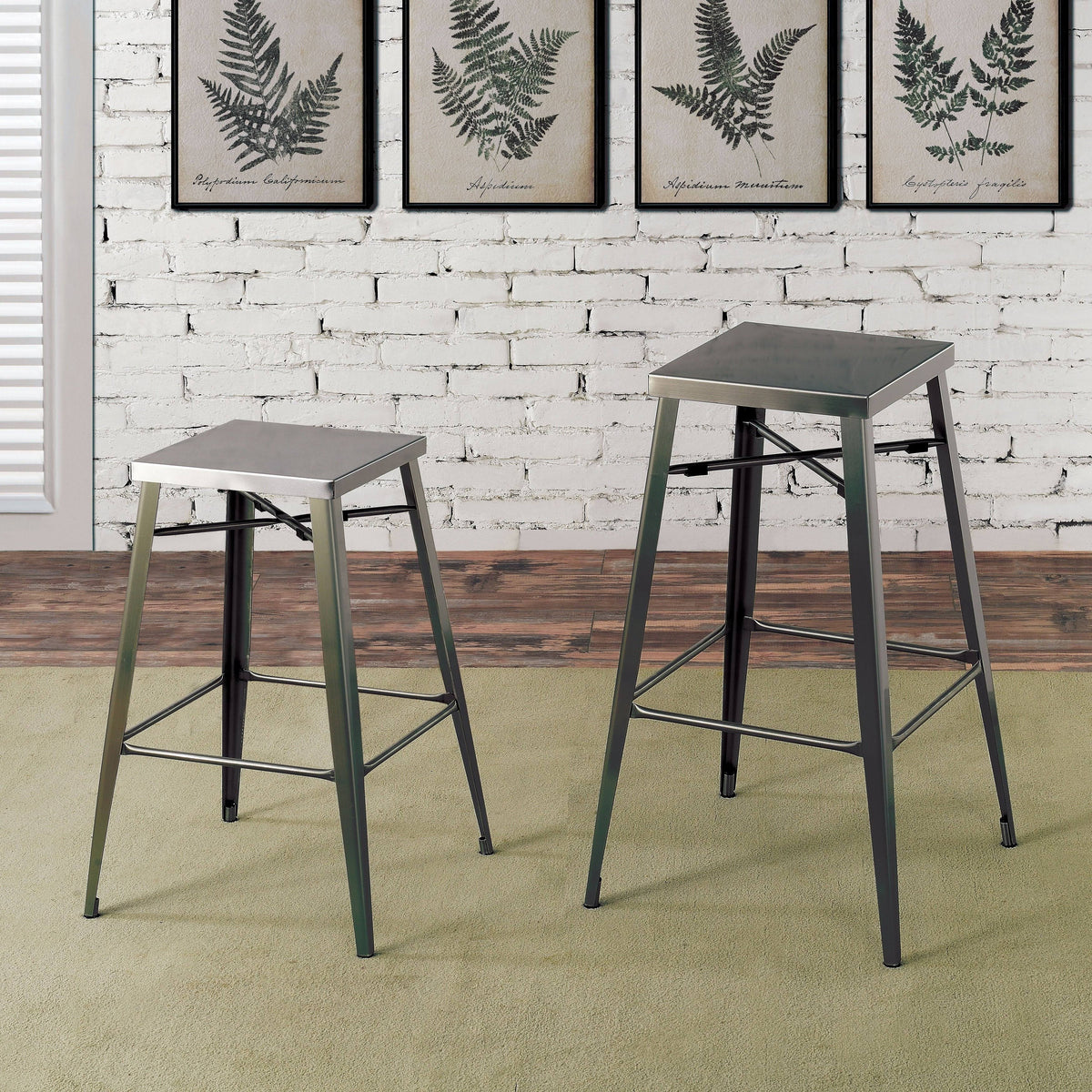 Grey Metal Barstools Set of 2 P596