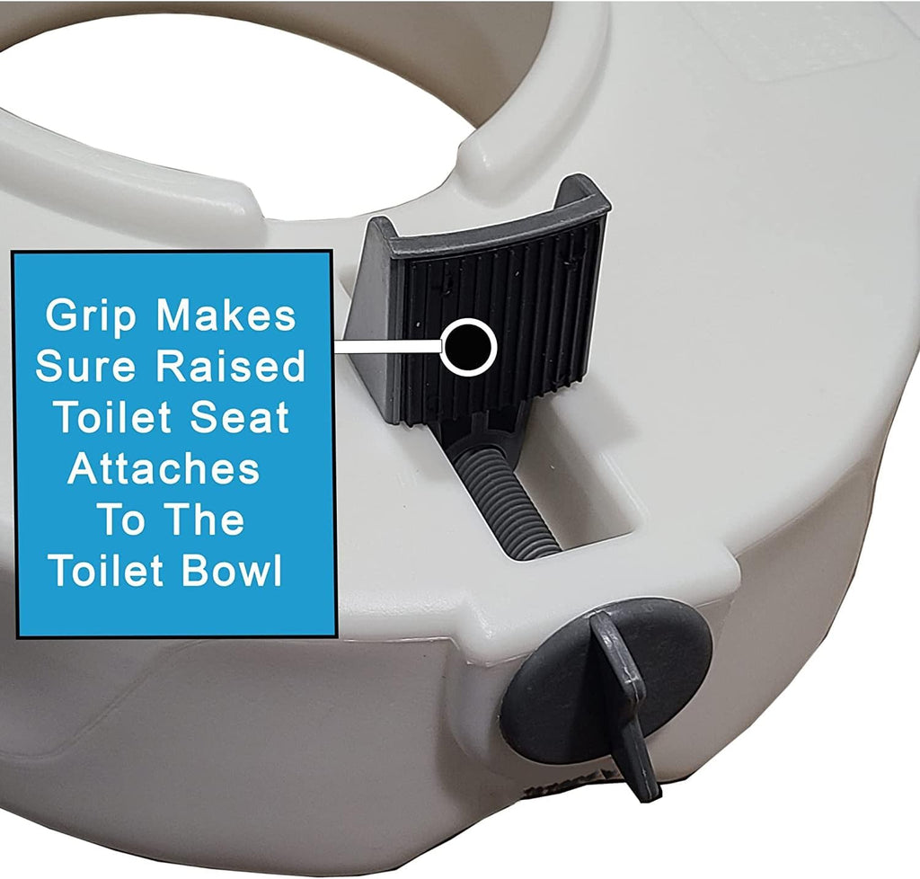 Raised Toilet Seat with Removable or Adjustable Handles - 4.5 Inch Toilet Seat Riser with Arms Y318404