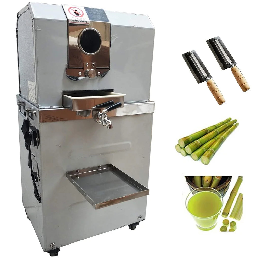 Vertical Electric Sugarcane Juicer Juice Press Machine 4 Rollers Stainless Steel Silver U9297
