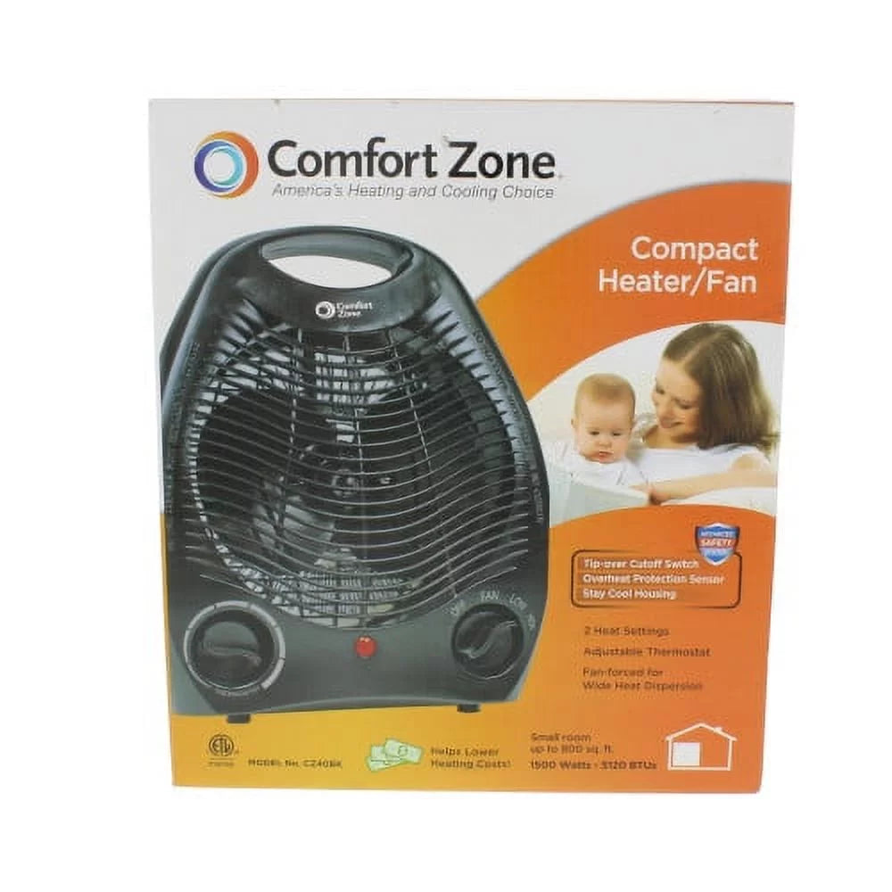 Black Fan-Forced Electric Portable Space Heater E536379
