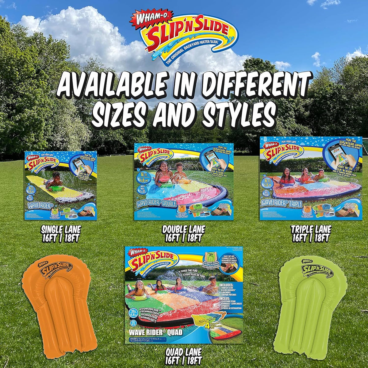 Triple Slip and Slide with 3 Bodyboards Water Slide M61697