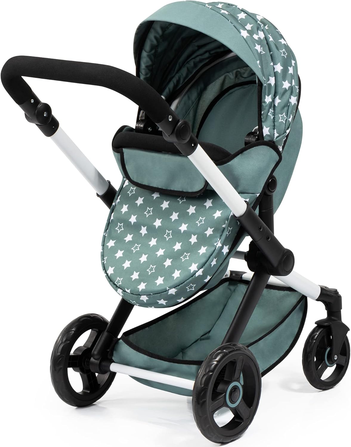 Stars Green & White Doll Pram with Handbag G4910