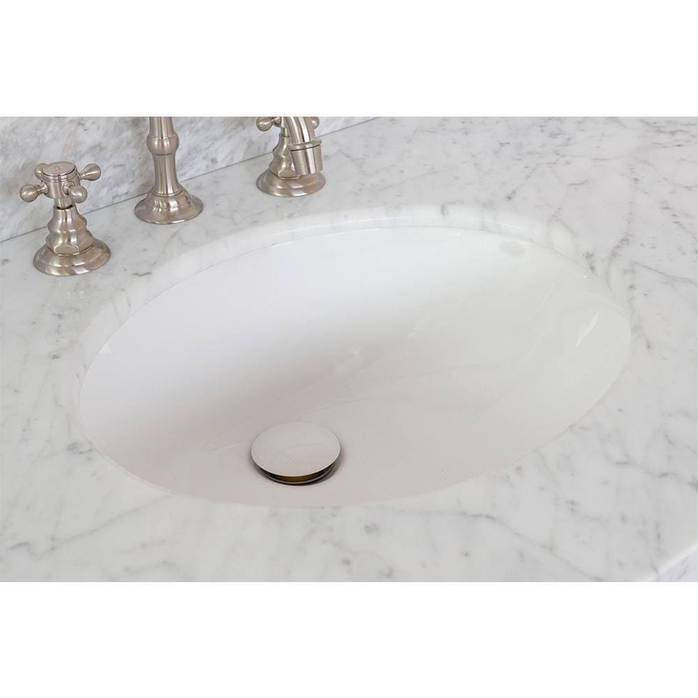 White Carrara Marble Top with Oval Sink P59350