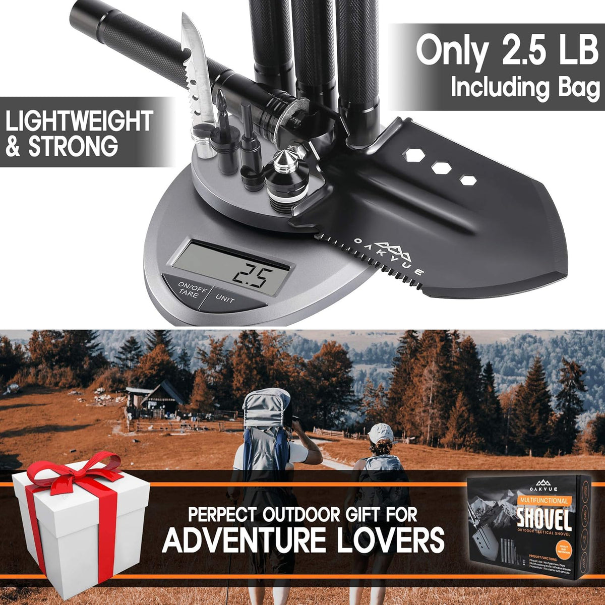 Survival Shovel Multitool with Carry Pouch, 180 Degree Folding High Carbon Steel Shovel S2204