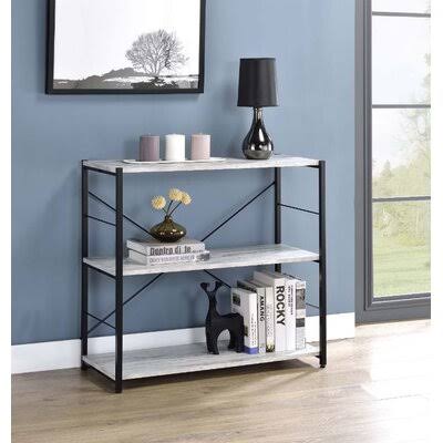 Antique White/Black 3 Shelf Steel Etagere Bookcase Z408