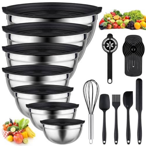 26 PCS Stainless Steel Nesting Black Mixing Bowls Set L87092