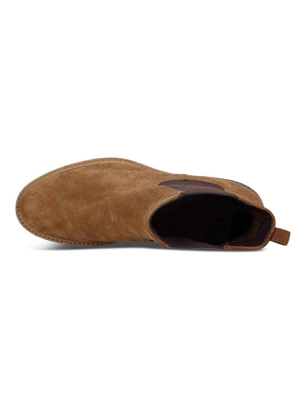 Camel Brown Elastic Side Panels Pull-Tab Back Padded Round Toe Block Heel Chelsea B395261