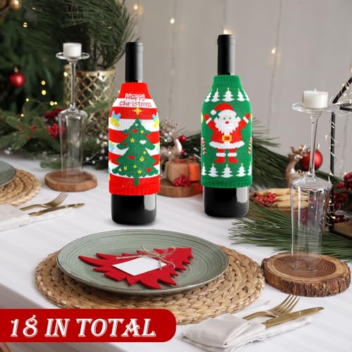 18 Pcs Christmas Knit Bottle Covers Thermocoolers for Cans Soda Beverages R10336