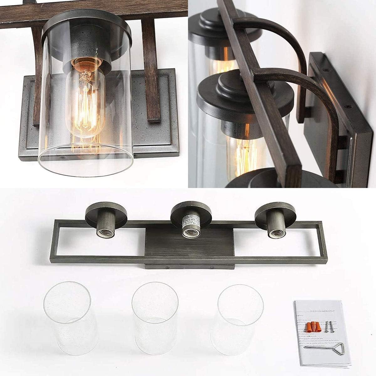 3-Light Clear Glass Shade Wall Lamp O119386