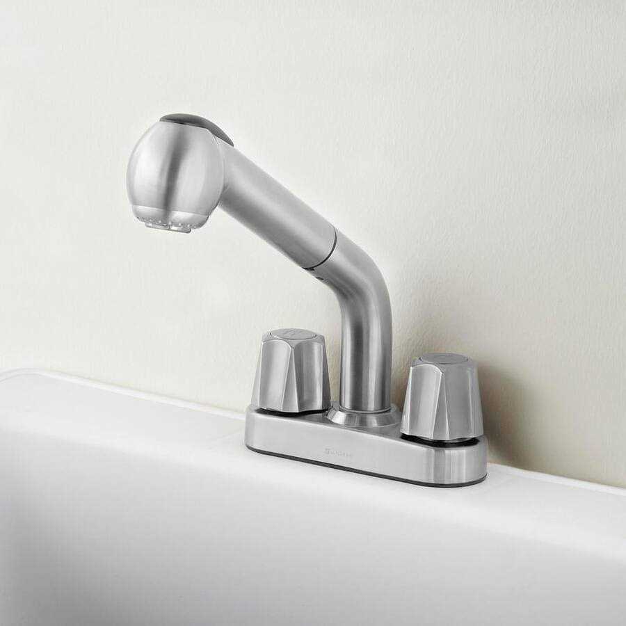 2-Handle Centerset Pull-Out Laundry Faucet in Stainless Steel B45641