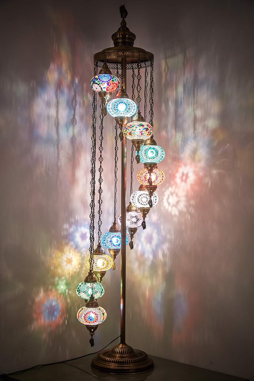 Turkish Moroccan Mosaic Multicolor 11 Globes Floor Lamp S18273