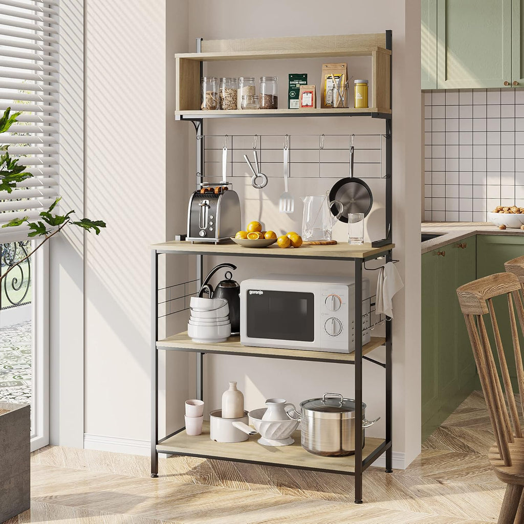 4 Tier Kitchen Baker's Rack with Side Hooks D12930