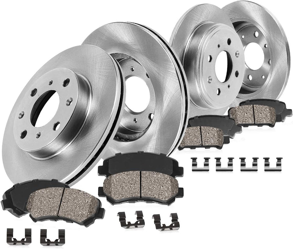 262mm Front 239mm Rear 4 Lug Brake Rotors Ceramic Pads and Clips T758