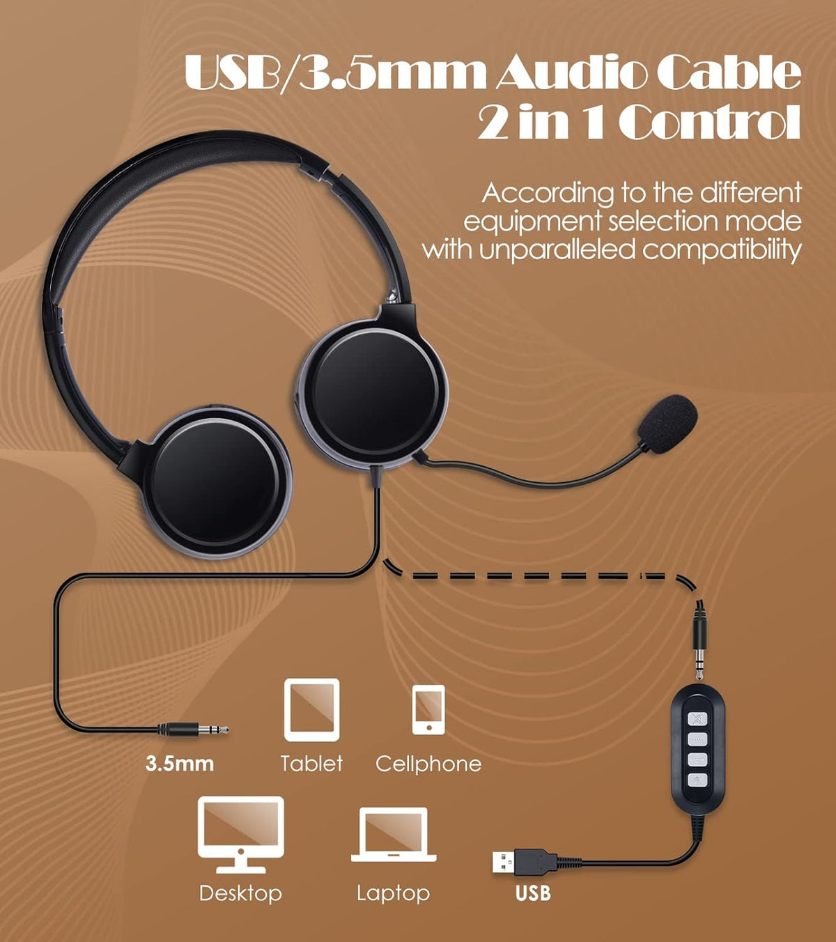 USB Headset with Mic, Noise-Cancelling, Wired V9452